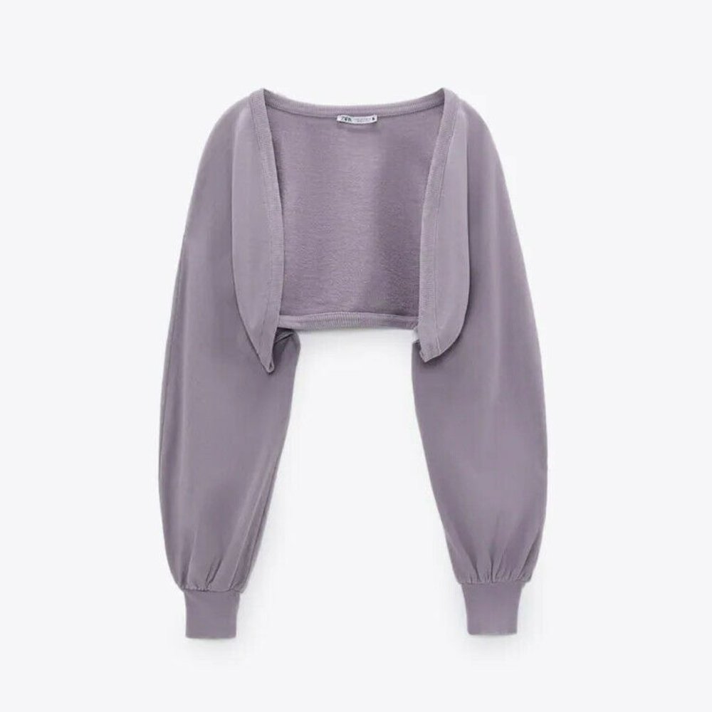 ZARA Lilac Cropped Sweater / Jacket / Bolero  L - Picture 5 of 10